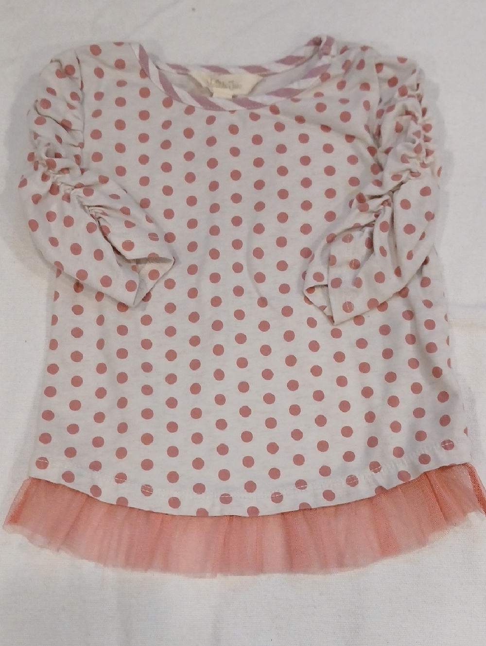 Matilda Jane Pink Polka Dot Long Sleeve Top with Tulle Hem